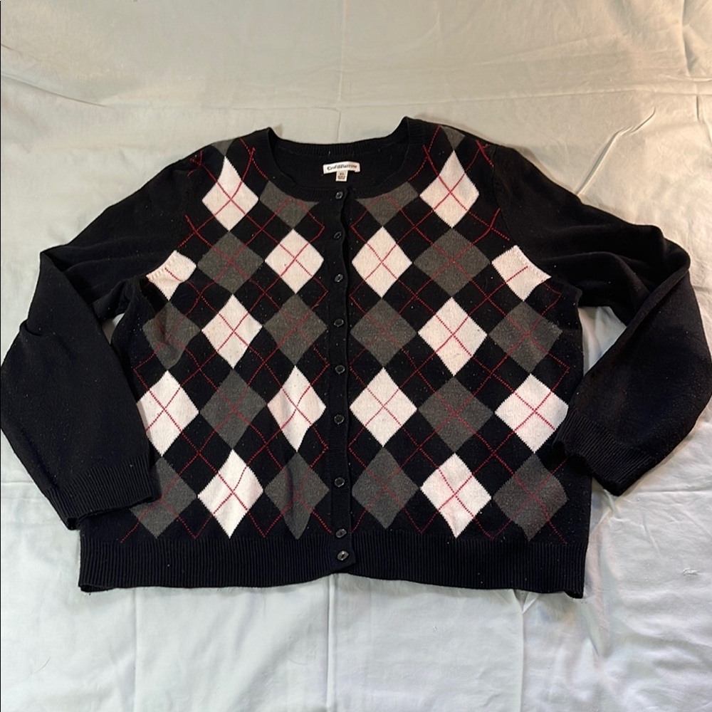 Croft & Barrow Black and Gray Cardigan Sweater